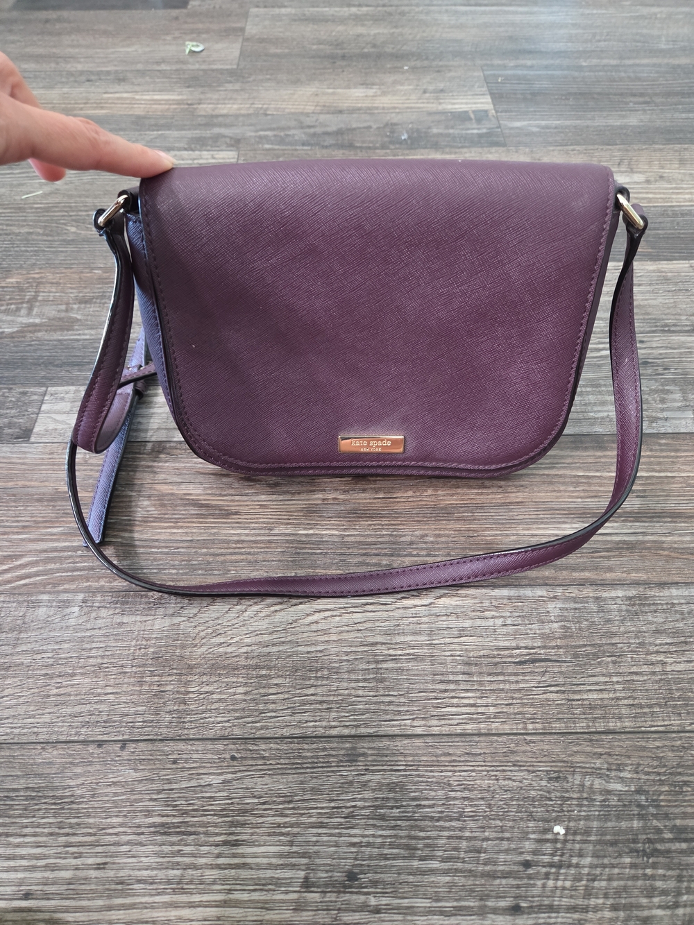 kate spade Plum Saffiano Crossbody Bag with Gold-Tone Logo